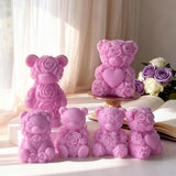 Rose Bear Heart Cylinder Candle & Resin Mold - Resin Casting Silicone Molds for Home Decor & Candle Making Wave Spiral Mold