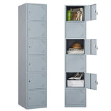 Letaya Metal Lockers for Employees,71" Steel Storage Cabinet with 6 Door Lockable for Office Staff,Home Sundries,Gym,School (Gray) Letaya