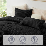 EXQ Home Fluffy Comforter Set Twin Size - Super Soft Faux Fur Stripe Jacquard Comforter 2 Pieces, Black Fleece Bedding Set,Winter Warm Bed Set,1 Comforter with 1 Pillowcase EXQ Home