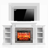 LGHM 72" Electric Fireplace with Mantel, Fireplace TV Stand for TVs Up to 80 Inch, Modern Entertainment Center with Storage, Realistic Stacked Stone Surround with Remote Control for Living Room LGHM