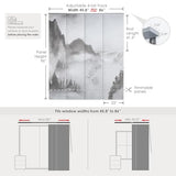 GoDear Design Deluxe Sheer Adjustable Sliding Panel Track Blind 45.8"- 86" W x 96" H, Extendable Track, Shimmering Natural Woven Fabric, Landscape Ink Wash Painting, Digital Art Prints, Shangri-La GoDear Design