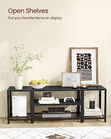 VASAGLE Modern TV Stand for TVs up to 65 Inches, 3-Tier Entertainment Center, Industrial TV Console Table with Open Storage Shelves, for Living Room, Bedroom, Black with Wood Grain ULTV097B22 VASAGLE