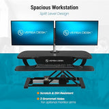 VERSADESK PowerPro™ 36 Inch Electric Standing Desk Converter, Height Adjustable Sit to Stand Up Desk Riser, Laptop and Dual Monitor Desktop Workstation with Wide Keyboard Tray and USB Port, Black VERSADESK