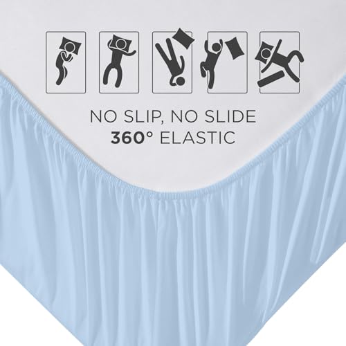 Royale Linens Fitted Sheet Twin - Ultra Soft 1800 Brushed Microfiber - Hotel Luxury Bottom Sheets - Wrinkle Free & Fade Resistant - Deep Pocket Fitted Sheet Only (Twin, Lake Blue) ROYALE LINENS