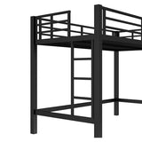 Metal Twin XL Size Loft Bed,Heavy Duty Loft Bed Frame Twin XL Size with 2 Ladders and Full Length Guardrails for Kids, Teens, Adults, Noise-Reducing,Space-Saving,Black Bellemave