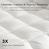 Feather Down Fiber Comforter Queen Size,Premium Ultra-Soft Breathable Comforter High Fill Power White Duvet Insert,All Season Hotel Luxury Bedding Comforters 8 Corner & Center Loops,Baffle Box Design HYVIF