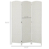 HOMCOM Room Divider, 3 Panel Folding Privacy Screen, 6FT Tall Portable Wicker Weave Partition Wall Divider for Bedroom, Home Office, White HOMCOM