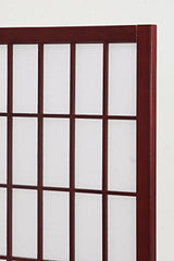 Roundhill Furniture Oriental Shoji 4 Panel Screen Room Divider, Cherry Roundhill Furniture