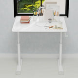 Jenvor Adjustable Study Desk Hand-Crank Height Adjustable Sit-to-Stand Desk 60 x 80 cm Compact White Frame White Top Double-Column Stable Workstation for Home Office Study Jenvor