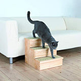 TRIXIE Indoor Wooden 3-Step Pet Stairs with Storage Compartments for Pet Toys, Natural TRIXIE
