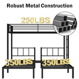 Zevemomo Twin Over Twin & Twin XL Bunk Bed, Metal Triple Bed with Safety Protect and Ladder, Convertible 3 Beds, No Boxing Spring Needed, Black Zevemomo