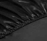 MILVOWOC Satin Fitted Sheet Twin XL, Black Single, Luxury Deep Pocket Bottom Bed Sheet, Soft Silky Bedding MILVOWOC