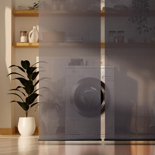 DECOLAB Hanging Panel Room Divider, Ceiling Mount Suspension Partition Panels for Open Floor Living, Bedroom, Office, Space Saving, 36" W x 96" L, Set of 2, Storm DECOLAB