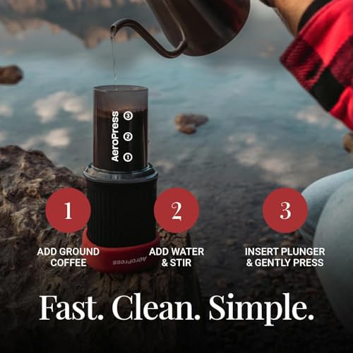 AeroPress Go Travel Coffee Press Kit - 3 in 1 brew method combines French Press, Pourover, Espresso - Full bodied coffee without grit or bitterness - Small portable coffee maker for camping & travel AeroPress