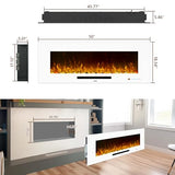Oxhark Flame 50 inch Electric Fireplace, Recessed & Wall Mounted Fireplace Heater with Remote Control and 750/1500W Thermostat, Multicolor Flame Combinations, Logs & Crystal, White Oxhark Flame