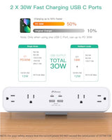 PD30W Desk Clamp Power Strip, Desktop Mount Surge Protector, Fast Charging Station, 5Ft Extension Cord Desk Edge Mount Shelf with 4 Outlets 4 USB Ports (2 USB C), Home Office Accessories Essentials Mifaso