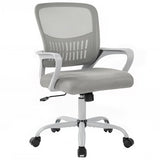 DUMOS Home Office Computer Chair - Ergonomic Mid Back Desk with Lumbar Support and Rocking Mode, Height Adjustable with Fixed Armrest, for Conference Meeting Room, 360° Swivel, Adults, Grey DUMOS