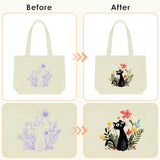 ERKOON Canvas Tote Bag Embroidery Kit for Beginners, Floral Arts Crafts Cross Stitch Kits for Adults Including Stamped Embroidery Bag with Hoops, Needle, Instruction and Color Threads (Cat)