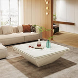 Tribesigns Coffee Table, 35.43-Inch Square Coffee Table with Faux Marble Tabletop, Modern Center Table for Living Room, Large Engineered Wood Cocktail Table, White Tribesigns