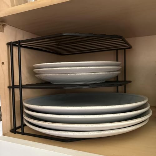 Frcctre 3-Tier Kitchen Corner Shelf Rack Counter and Cabinet Organizer, 9x9x7.5 Inch Metal Wire Kitchen Counter Pantry Cabinet Organizer and Storage Shelf for Plates, Cups, Dishes Frcctre