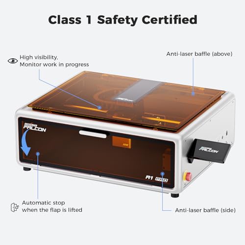 Creality Falcon A1 Pro 20W, Enclosed Engraver with Air Assist, HD Smart Camera for Auto Focus, APP Control, Convenient Touch Screen, Class 1 Safety Engraving Machine for Wood and Metal, Acrylic(White) Creality
