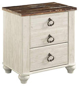 Signature Design by Ashley Willowton Farmhouse 2 Drawer Nightstand with USB Charging Ports, Whitewash Signature Design by Ashley
