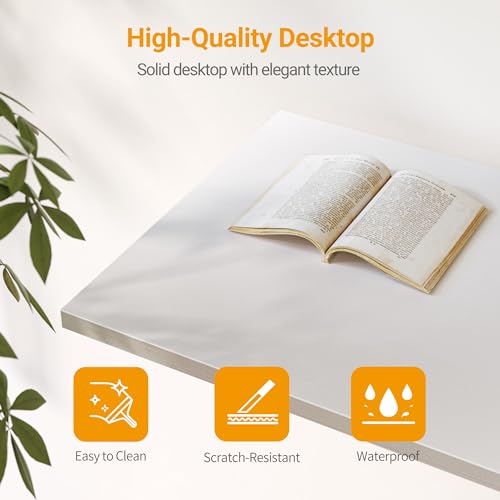 Cubiker Computer Desk, 47 inch Small Home Office Desk for Small Spaces, Modern Simple Style for Home, Office, Warm White Cubiker
