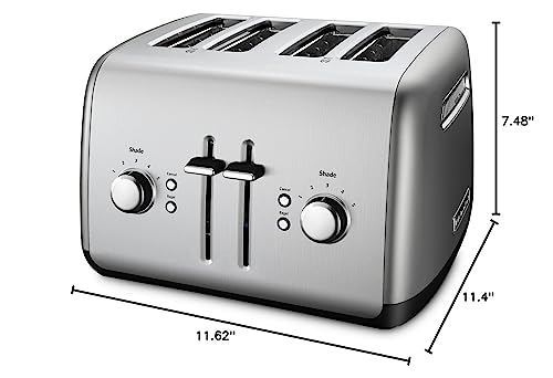 KitchenAid 4-Slice Toaster with Manual High-Lift Lever - KMT4115, Contour Silver KitchenAid