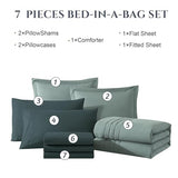 Monbix Full Size Comforter Sets - 7 Pieces Sage Green Bed in a Bag Full Size Bedding Sets with Comforter, Sheets, Pillowcases & Shams Monbix