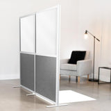 VIVO Modular Wall System, 2 PET and Whiteboard Panels, Professional Office Cubicle Dividers, Freestanding Privacy-Screen, 66 inches High, White and Dark Gray, PP-MWS63WB VIVO