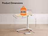 KINGSMITH Rolling Desk Adjustable Height with Drawer and Wheels, Portable Small Standing Desk Pneumatic for Home Office, Mobile Computer Laptop Desk Cart, Medical Sofa Overbed Table, Oak KINGSMITH