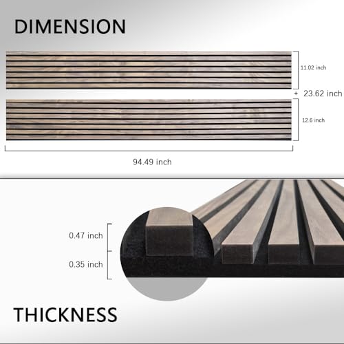 ARTSLAT 3D Fluted Sound Absorbing Decorative Soundproof Panels | Acoustic Wood SLAT Wall Panels | Interior Design for Walls and Ceilings | 94.48 * 23.62in | 2PCS Coverage | Natural Walnut ARTSLAT
