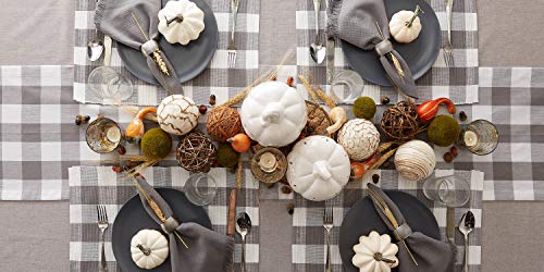 DII Buffalo Check Collection, Classic Farmhouse Placemat Set, 13x19, Gray & White, 6 Piece DII