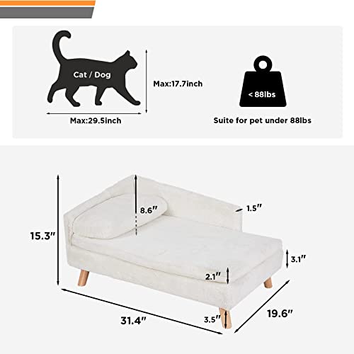 BingoPaw Elevated Pet Bed,Nordic Pet Stool Bed with Cozy Pad Waterproof,Pet Chair with Sturdy Wood Legs for Small Dog Kitten BingoPaw