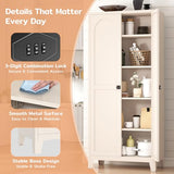 Zevemomo 70.87" Tall Metal Storage Cabinet with 3-Digit Combination Lock, Steel Pantry Cabinet with 4 Adjustable Shelves & 2 Doors, Secure Freestanding Organizer for Home, Office, Garage, Beige Zevemomo