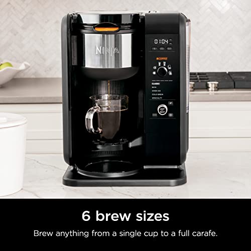 Ninja Hot and Cold Brewed System, Tea & Coffee Maker, with Auto-iQ, 6 Sizes, 5 Styles, 5 Tea Settings, 50 oz Thermal Carafe, Frother, Coffee & Tea Baskets, Dishwasher Safe Parts, Black, CP307 Ninja