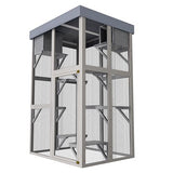 YOPTO 70.5" H Catio Outdoor Cat Enclosure,Cat House with Waterproof Roof and Large Enter Door,Wooden Shelter W/ 6 Jumping Platforms & 2 Napping Houses,Cats Cage for Walk in Kitten Kennel,Gray YOPTO