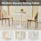 Hansweld Square Dining Table, 31.5" Tulip Table with Thickened Tabletop & Metal Pedestal, Mid Century Modern Bistro Table for Kitchen, Small Places, Living Room, Cafe (White) Hansweld