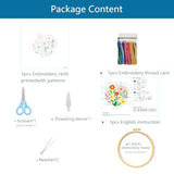 Zhenqing Flower Embroidery Kit for Beginners, Floral Hand Embroidery Starter Kit with Pattern, Wildflower Needlework Craft Set with Cotton Fabric, Hoop, Threads, Needles and Embroidery Tools (C0125)