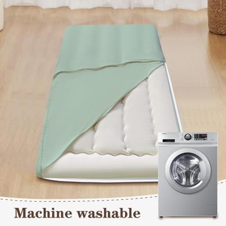 imflmats Japanese Floor Futon Mattress Cover with Zippered Twin Size 82" L x 41" W Portable Camping Mat Washable Tatami Mattress Cover Green imflmats