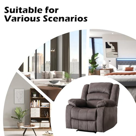 EBELLO Classic Power Recliner Chair, Oversized Electric Reclining Chair with Overstuffed Cushion and Back, Soft Fabric Adults Single Recliner Sofa for Living Room, Brown EBELLO