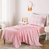 Wake In Cloud - Gingham Toddler Bedding Set for Girls Boys, Cute Plaid Buffalo Check, 4 Pieces Soft Crib Bed Set Including Comforter, Sheets and Pillowcase, Pink Wake In Cloud