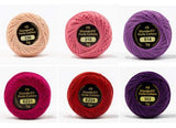 Eleganza WonderFil Size 8 Perle Cotton Embroidery Thread ''Valentine's Day'' Sampler Set - 6 Colors, 42 Yards EachQ Eleganza