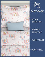 Kids Duvet Cover Set Twin/Twin XL Size - 2 Piece Rainbow Microfiber Duvet Cover Set & Pillow Sham w/Zipper Closure & Ties - Easy-Care - Super Soft & Cozy Bedding Set for Kids, Boys, Girls and Teens CGK Unlimited