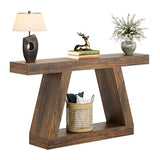 Tribesigns Farmhouse Console Table, 55-Inch Rustic Sofa Table with Storage, Industrial Wooden Entryway Table for Hallway, Living Room, Dark Brown Tribesigns