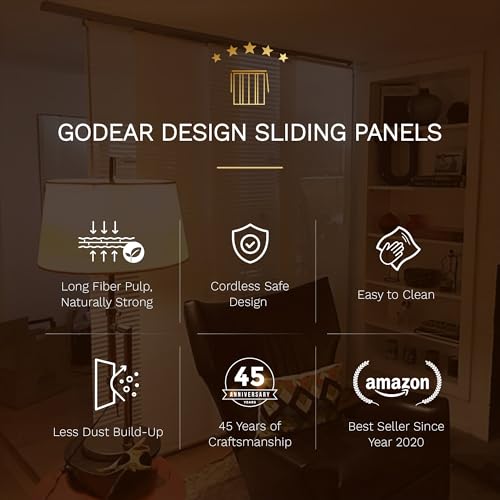 GoDear Design Adjustable Sliding Vertical Blinds for Sliding Glass Doors, Hanging Room Dividers, Extendable Track from 45.8" to 86" W, Trimmable Panel Curtains Up to 96", Semi-Sheer, Blue, Meteor GoDear Design