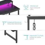 Lufeiya Gaming Desk with Power Outlets and LED Lights, 40 Inch Gamer Desk Table with Charging Station, Home Office Computer Desks with Monitor, Black Lufeiya