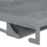 Ball & Cast Horizontal Murphy Bed Queen Size,Hidden Folding Wall Bed Frame with Hydraulic Lift&Desk,Wood Cabinet Platform Bed can be Folded into Desk,Space Saving for Bedroom,Guest Room,Gray Ball & Cast