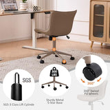 YOUTASTE All Khaki Office Chair, Modern Armless Desk Chair with Back, Adjustable Swivel Rolling Faux Leather Task Chair with Wheels Metal Base for Home Office, Study, or Vanity YOUTASTE