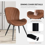 Nalupatio Dining Chairs Set of 6, Modern Dining Room Chairs Comfy Backrest Thick Upholstered Kitchen Chairs 19IN Height with Metal Legs Brown Nalupatio